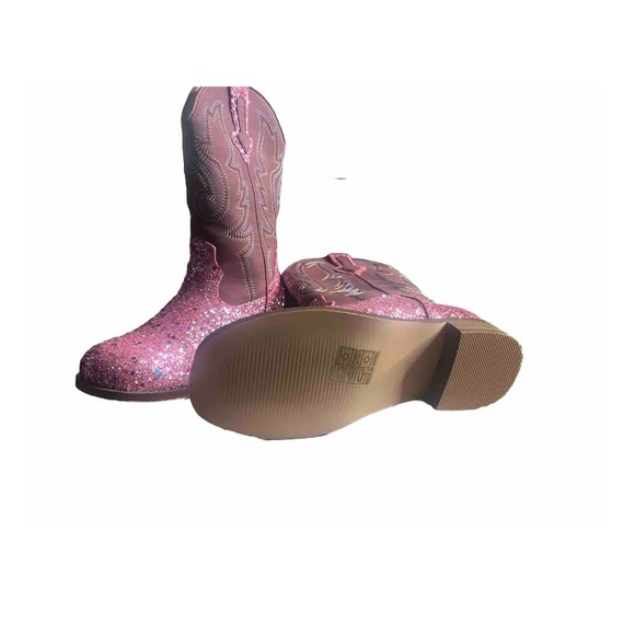 Toddler Motosha brown and pink glittery cowboy boots, size 12. - Picture 6 of 6